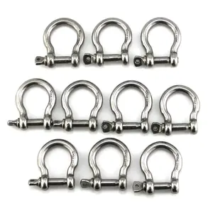 10pcs 1/5 Inch Screw Pin Anchor Shackle Stainless Steel Heavy Duty Bow Shape Load Clamp for Chains Wirerope Lifting Paracord Outdoor Camping Survival Rope Bracelets