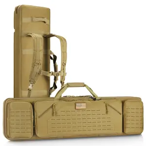 【New Arrivel】42" Soft Rifle Case Rifle Bag Double Long Gun Bag, Gun Case Rifle Backpack, with Backpack Strap, Lockable Zipper, Crossbody Strap for Outdoor Hunting Shooting, Flat Dark Earth