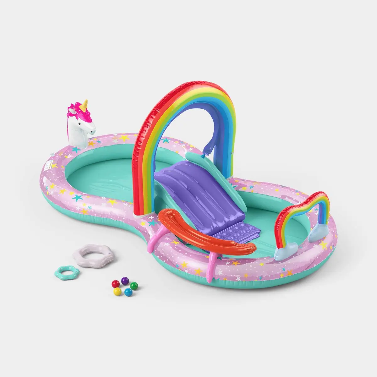 Sun Squad Unicorn World Water Slide Play Center - Outdoor Inflatable Pool