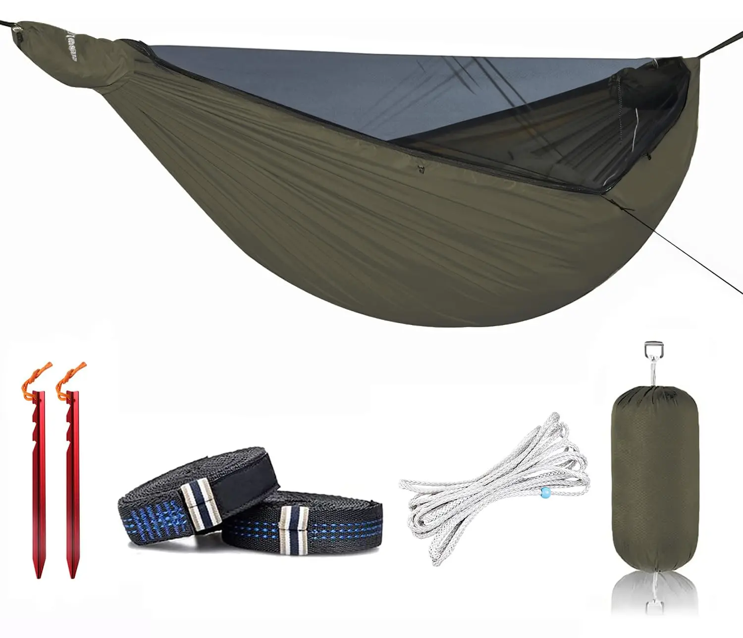 Onewind 11ft & 12ft Camping Hammock with Mosquito Net, Lightweight Portable Design, Ideal for Outdoor Hiking and Backpacking, 12ft Tree Straps