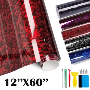 8yr Glossy Car Wrap Tint Film, 7D Forged Carbon Fiber Vinyl Wrap Roll 1ft x 5ft, Bubble Free Air Release Technology, for Car Motor ATV UTV DIY Interior Exterior -12''x60''