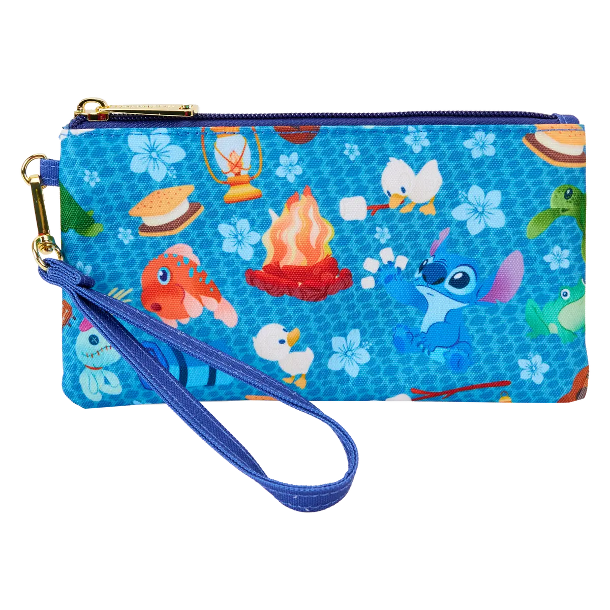 Stitch Camping Cuties All-Over Print Nylon Zipper Pouch Wristlet