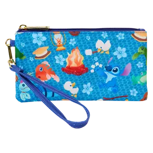 Stitch Camping Cuties All-Over Print Nylon Zipper Pouch Wristlet