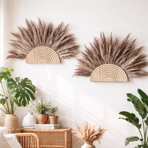 Wooden Wall-Mounted Storage Rack, Bohemian Bedroom Living Room Display Shelf, Half Round Creative Flower Pot Holder, Home Decor