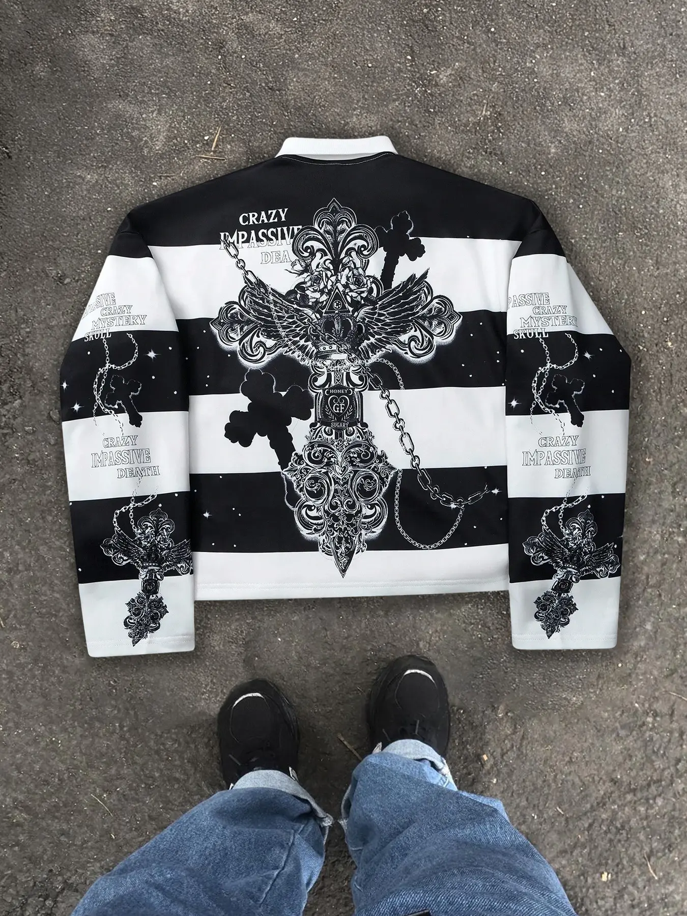 Men's Fashion Streetwear Y2K Style Half-Open Collar Polo Shirt