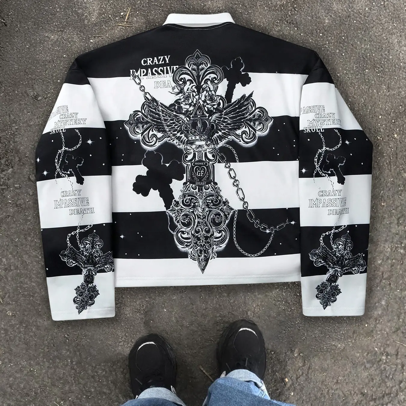 Men's Fashion Streetwear Y2K Style Half-Open Collar Long Sleeve
