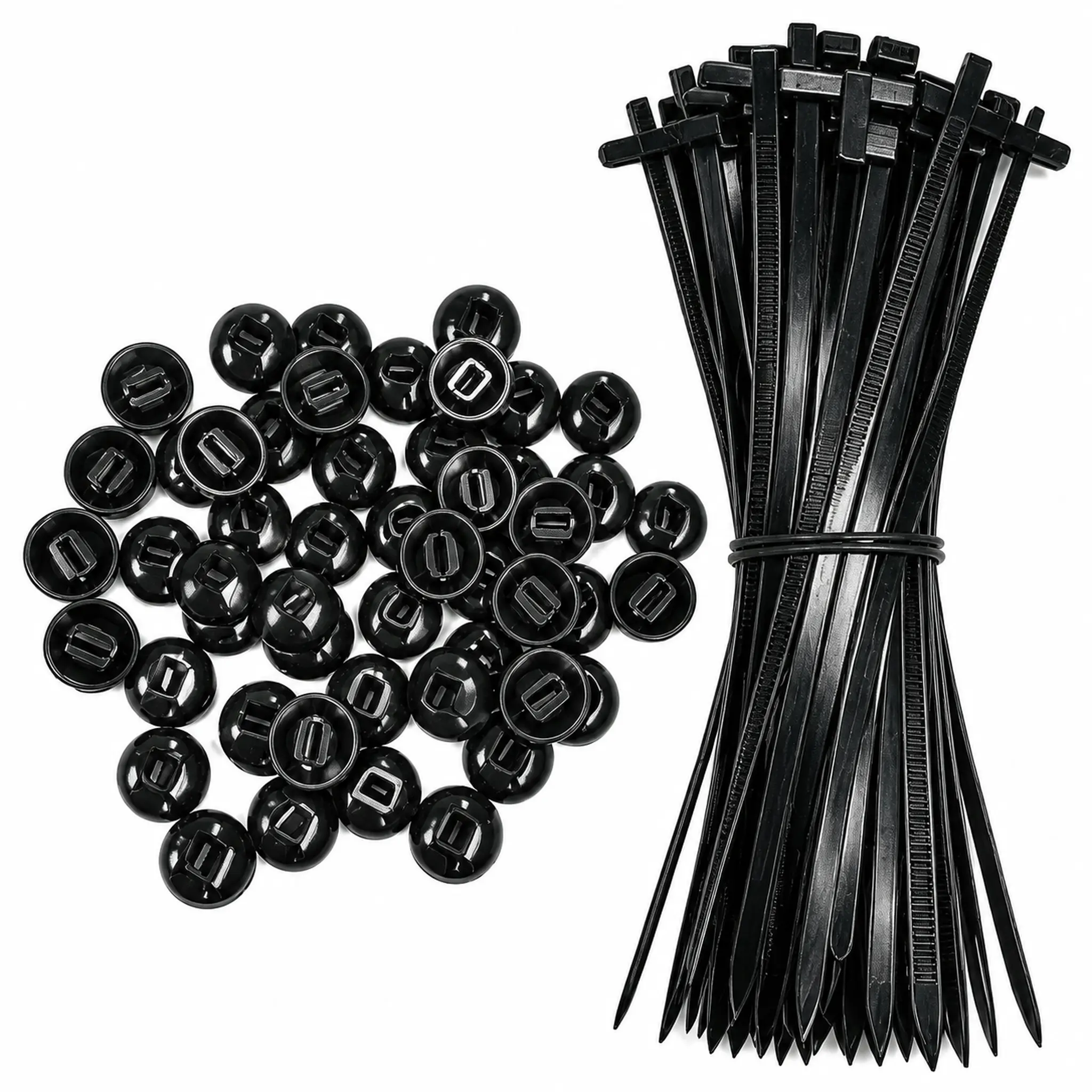 50PCS Nylon Cable Tie Clips, Heavy-Duty Self-Locking Zip Tie Fasteners, Universal Plastic Wire Ties for Car Repair, Cable Management & Daily Use