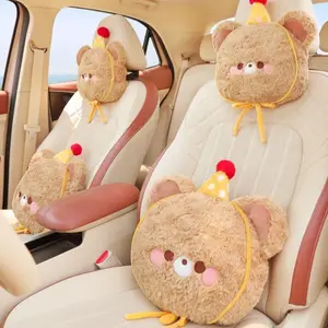 Cute Cartoon Cat Design Car Headrest Pillow, Car Seat Neck Pillow, Soft & Comfortable Car Interior Accessories for Women & Girls