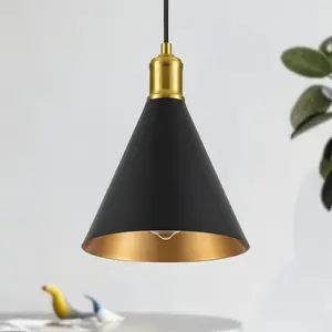 8.46in Pendant Light Black Cone Shade | Modern Farmhouse Ambient Light for Art Studio & Kitchen Island(1PACK)