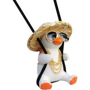 Cute Swinging DuckFunny Swinging Duck Car Mirror Hanging Ornament - Cool Automotive Rearview Mirror Accessories for Men Women Teens, Cute Truck Car Gifts Pendant Charm Decor