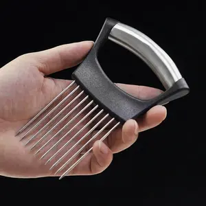 Manual Stainless Steel Onion & Fruit Slicer, Ergonomic Handheld Tool, Precision Cutting for Vegetables and Citrus Fruits, Durable, Kitchen Utensils