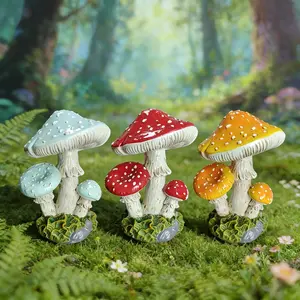 Resin Faux Mushroom Ornament Miniature Scene Decor, Resin Small Mushroom Garden Craft Decoration, No Precious Metal Plating
