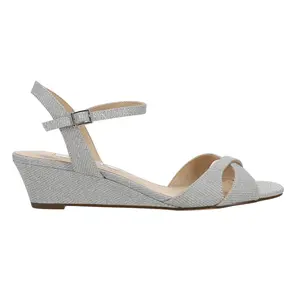 Nina Womens Flora Glitter  Dress Sandals Mid Heel 2-3" - Silver