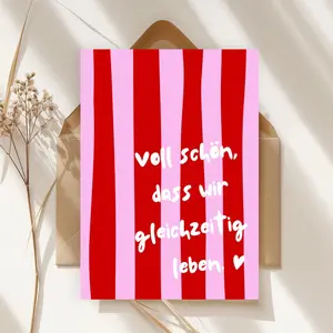 "It's So Nice That We Live At The Same Time" Greeting Card, Sweet Romantic Anniversary Card for Boyfriend Girlfriend, Cute Love Postcard.