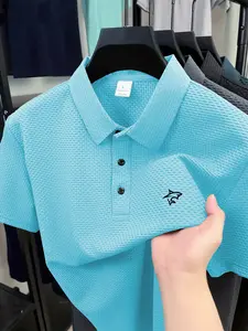 Men's Summer Breathable Golf Shirt, Quick-Dry Casual Fitted Polo, Shark Print, Thin Fabric, Ideal for Sports & Outdoor Activities
