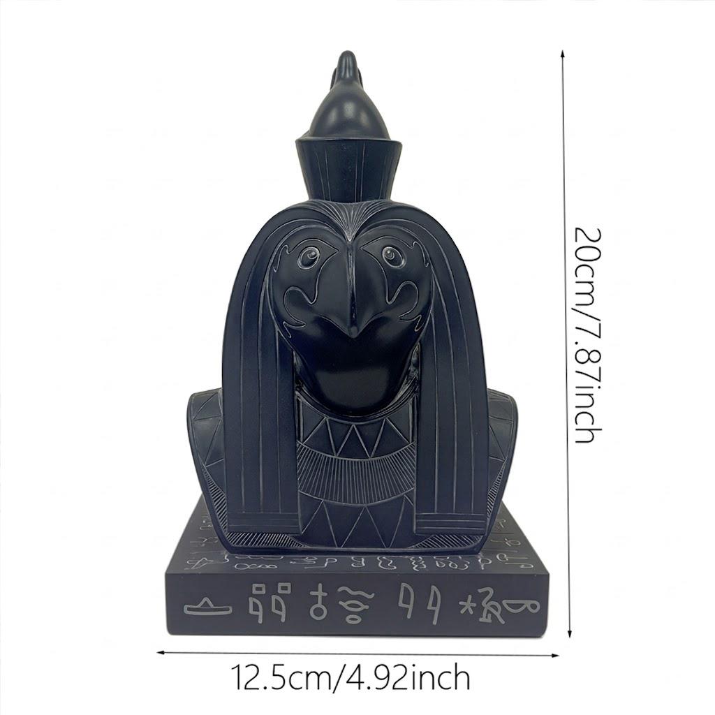 Ancient Egyptian Horus Falcon God Bust - Black Resin Pharaoh Horus Statue with Hieroglyphic Base | Mythological Sky God Sculpture for Executive Office, Library, Study | Premium Egyptian Protector Collectible Gift