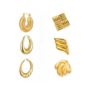 MINDEKA 6 Pairs Gold Plated Earrings for Women Stud Drop Dangle Earrings Lightweight Chunky Hoop Earrings Set Jewelry for Gifts