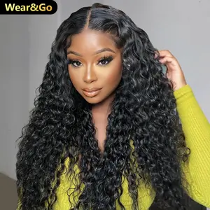 OQ HAIR Water Wave Wear Go Wig Pre-cut 7x5 HD Lace Bleached Tiny Knots Glueless Wig With Pre-plucked Hairline