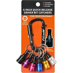 Bit Holder ,6Pcs 1/4 Quick Release Driver Bit Catchers Tool Gifts for Men,Quick-Change Extension Bar  Drill Screw Adapter Portable for Organizer Tool Pouch,Tool Bag