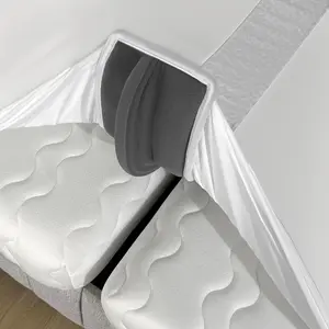 3-in-1 fitted sheet attached bed bridge twin (XL) to king converter kit with sheet strap set, split king gap filler for adjustable beds, white