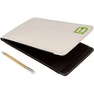 Quality Leather Golf Scorecard Holder - Yardage Book Cover - Golf Yardage Book - Golf Scorecard Book -Free Pencil and Stat Tracker Sheet Fuzzy Bunkers