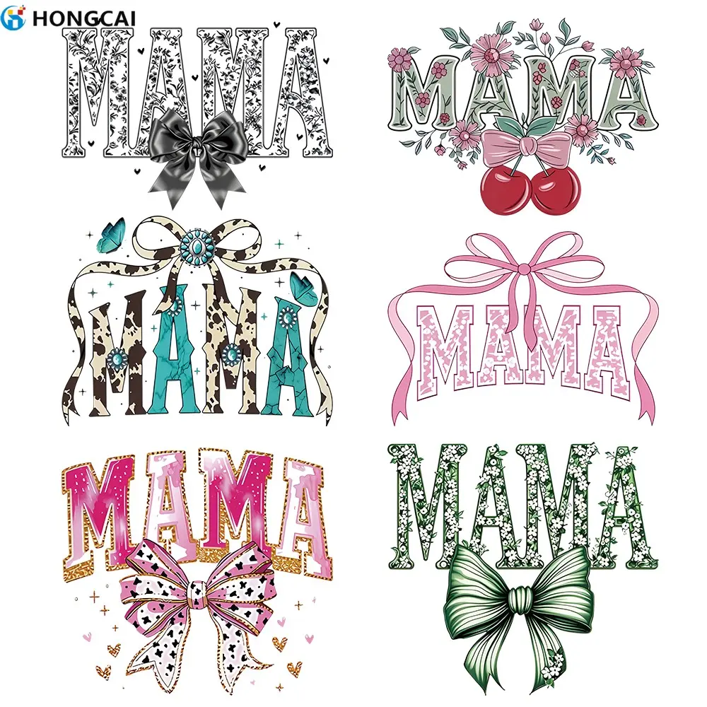 Mama DTF Iron-On Transfer Stickers, Mother's Day Theme Vinyl Decals for Women's T-Shirts & Clothing Bags, DIY Decoration Patches, Crafts