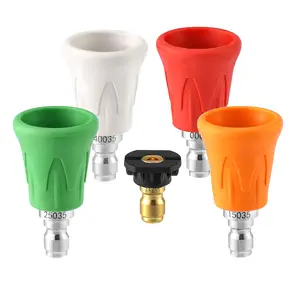 Pressure Washer Nozzle Guard, Stainless Steel High Power Washer Nozzle Tips Set with Upgraded Rubber Protector Cover, 5Counts Pressure Washing Nozzle Holder with 1/4" Quick Connect, Orifice 3.0