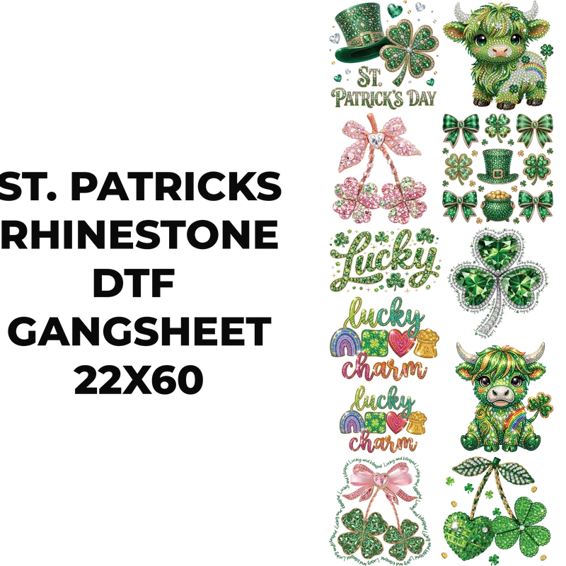 ST PATRICKS RHINESTONE DTF GANGSHEET FOR SHIRTMAKING