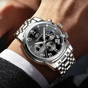 BINKADA Waterproof Quartz Watch with Elegant Black Dial & Gold-tone Bracelet Accurate Timekeeping for Men Women Casual Formal Occasions