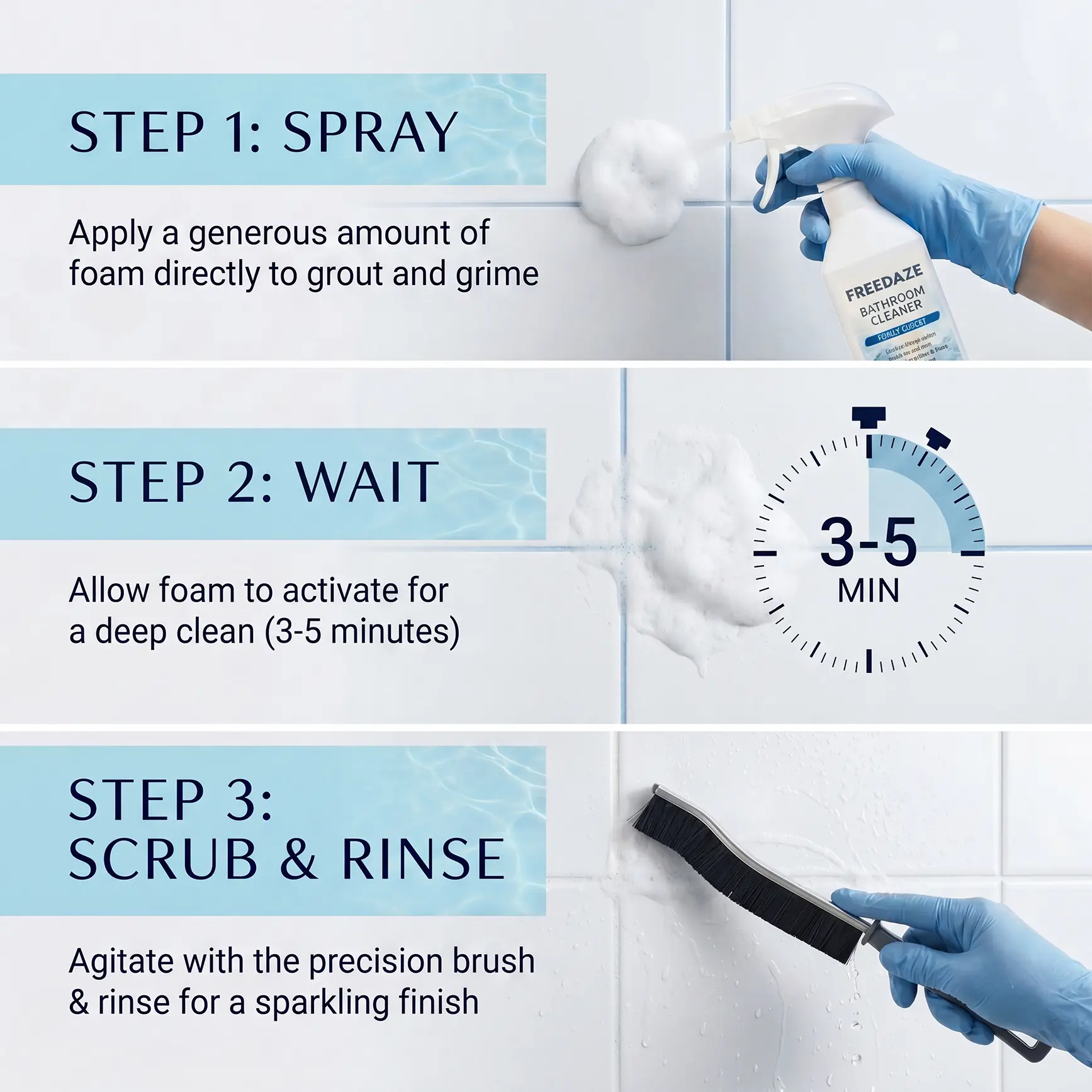 FREEDAZE Hard Water Stain Remover & Soap Scum Cleaner Foam Spray - Bathroom  Cleaner for Shower Glass,