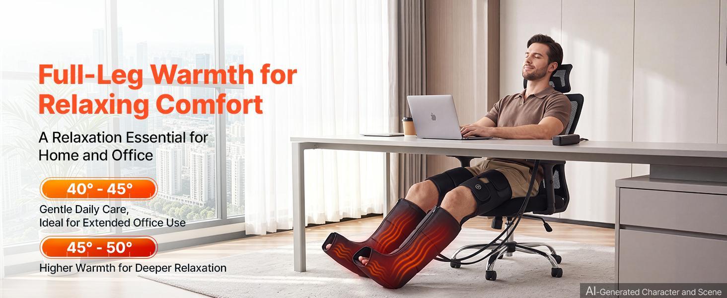 【BackToSchool】VEVOR Leg Compression Massager 9 Intensities Air Compression Leg Massager, For Daily Relaxation, 6 Massage Modes, 3 Heat Settings, Auto Shut-Off Timer, Adjustable Fit, with Storage Bag and Adapter