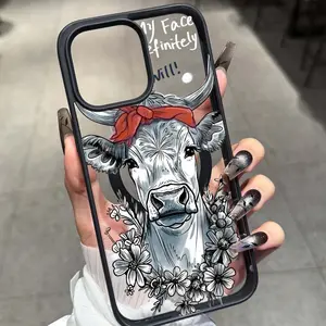 Cow Pattern Magnetic Phone Case, Ultra Transparent Acrylic Anti-Drop Cover, Compatible with Samsung Galaxy S22/s23/s24