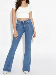 Butt Lifting Flare Jeans for Women Stretchy Bootcut High Waist Curvy Jeans Trendy Bell Bottom Wide Leg Denim Pants