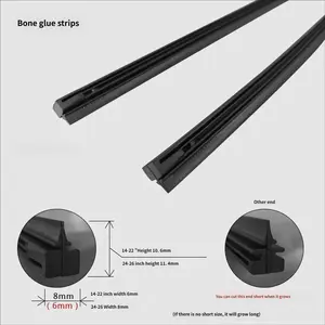 Universal metal frame windshield wiper replacement rubber strip,6mm/ 8mm metal frame ribbed wiper rubber strip, car ribbed wiper blade rubber, silent and wear-resistant car wiper rubber strip, compatible with all metal frame ribbed car wipers