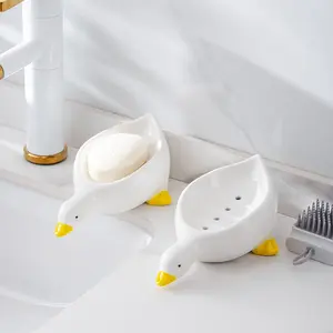 2-Pack Cute Duck Soap Dish Rack, Non-Water Retention Bathroom Sink Organizer, Adorable Decorative Soap Holder for Bathrooms, Bathroom Accessories