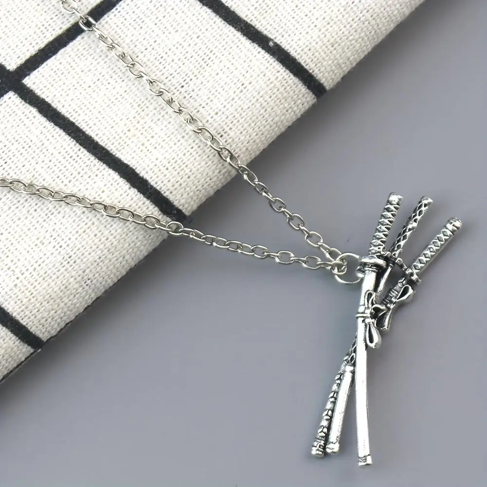 1pc Anime-Inspired Hip-Hop Knife-Shaped Pendant Necklace for Men - Edgy Alloy Chain Jewelry, Intricate Design Statement Pendant Necklaces, Daily Wear & Gift Accessory (Valentine’s Day), Hip-Hop Necklaces