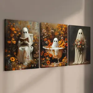 Halloween Hanging Banner, 3 Counts/set Witch Pattern Wall Art, Horror Poster, Halloween Decorations, Party Posters, Living Room Decoration, Wooden Wall Art, Art Work For Wall Decor
