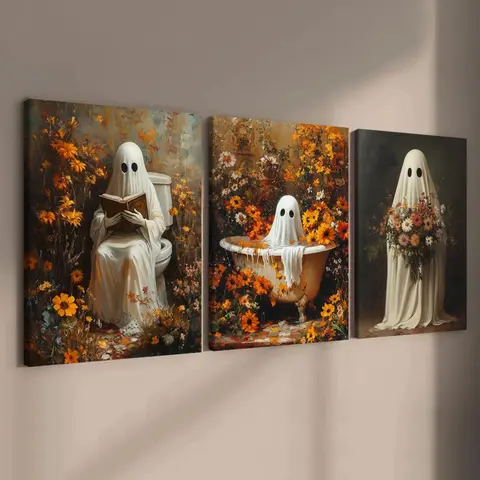 Halloween Hanging Banner, 3 Counts/set Witch Pattern Wall Art, Horror Poster, Halloween Decorations, Party Posters, Living Room Decoration, Wooden Wall Art, Art Work For Wall Decor, Decorative Wall Art