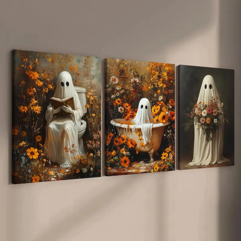 Halloween Hanging Banner, 3 Counts/set Witch Pattern Wall Art, Horror Poster, Halloween Decorations, Party Posters, Living Room Decoration, Wooden Wall Art, Art Work For Wall Decor, Decorative Wall Art