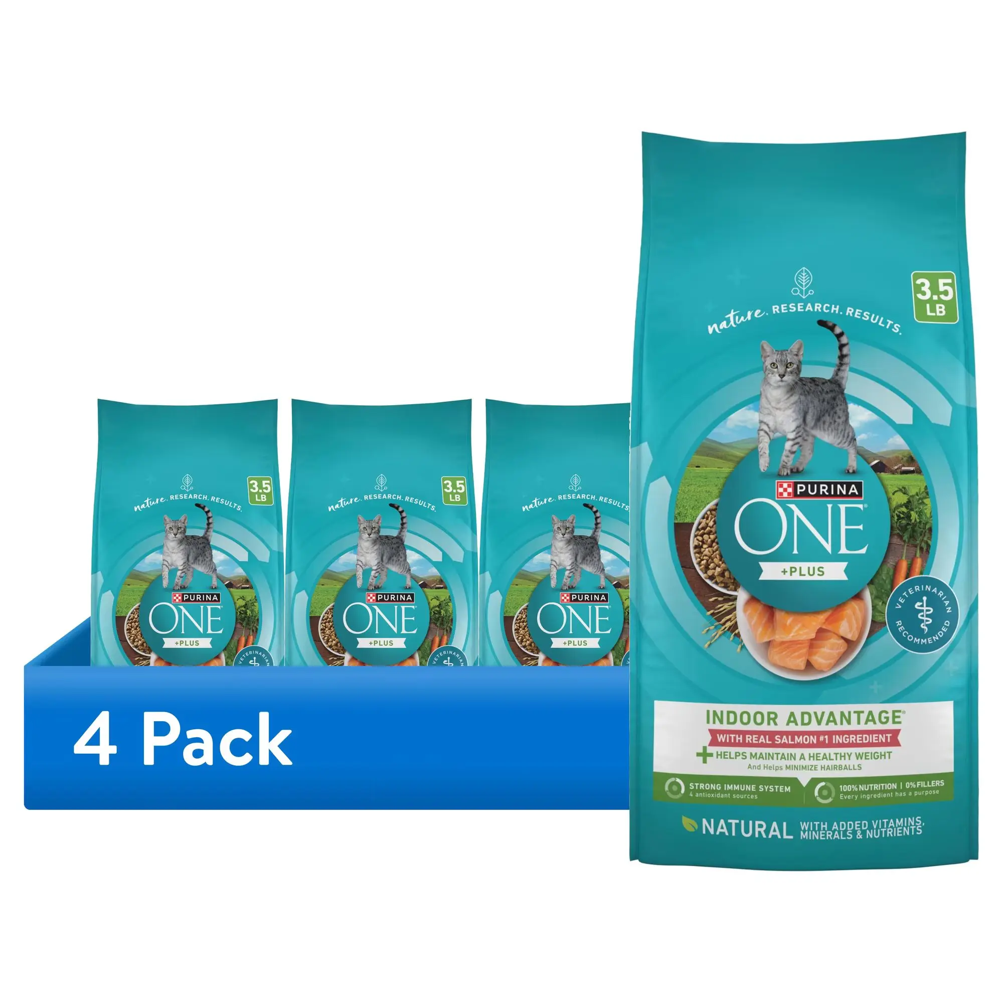 Purina ONE Plus, Indoor Advantage, Dry Cat Food, Salmon, 3.5 lb Bag