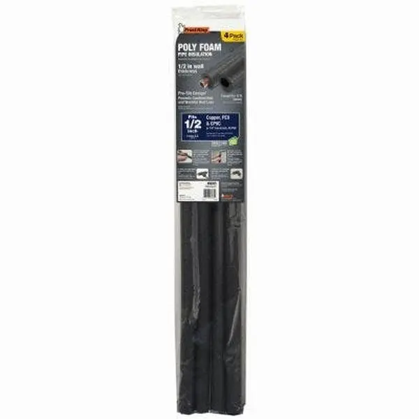 THERMWELL PRODUCTS Black Tube-Shape PE Insulation, Pre-Slit for 1/2 in. Copper or 1/4 in. Iron Lines, 3ft Length, 4-Pack (Sailing Water Sports Essential), Pipe Insulation, Tubular, 1/4 In. Iron Pipe
