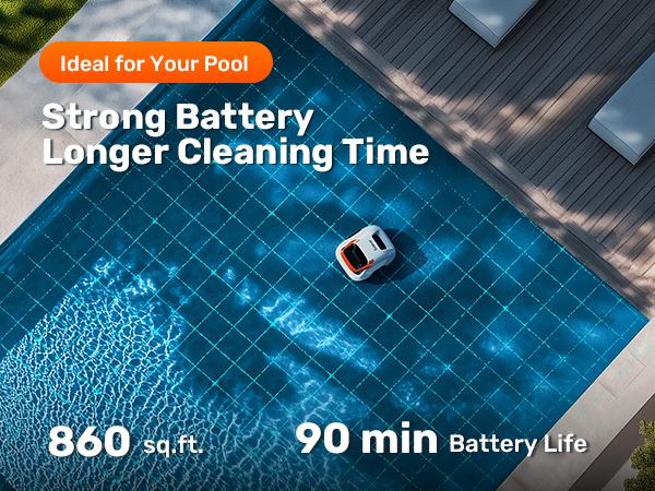Cordless Robotic Pool Cleaner, Lasts 90 Min, Automatic Vacuum for Above-Ground Pools up to 860 Sq.ft, Portable, Self-Parking #smartliving