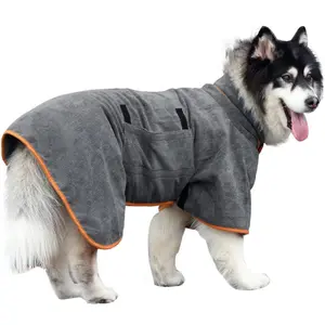 Quick-Dry Dog Bathrobe Towel, Microfiber Pet Drying Coat, Adjustable Neck and Waist Straps, Super Absorbent and Fast Drying, Grooming Supplies