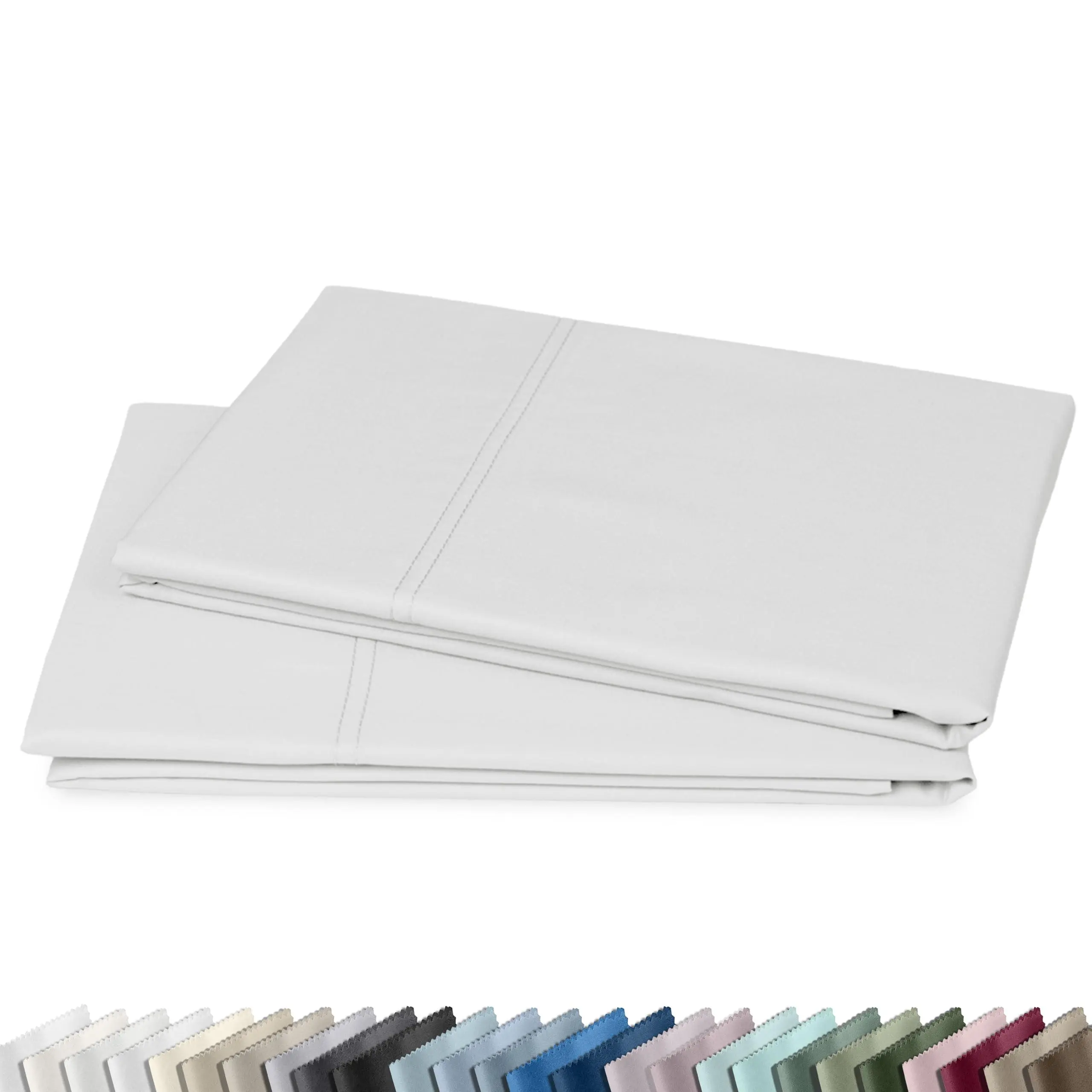 Luxury 600 Thread Count Pillowcases - 100% Cotton Sateen, Soft, Cool & Breathable