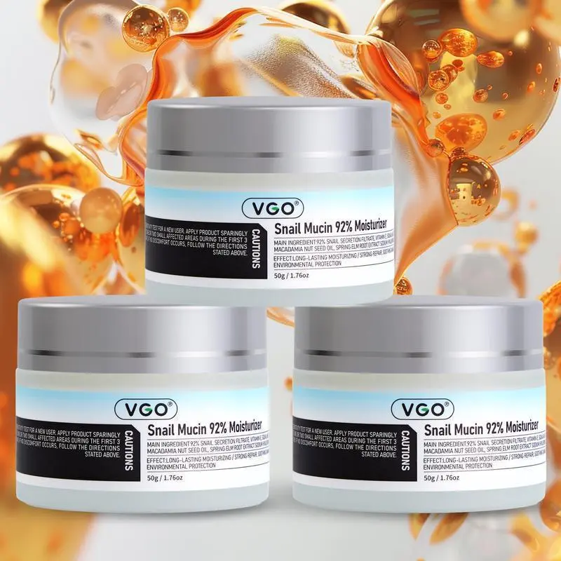 VGO Daily Face Care Kit - 92% Snail Secretion Filtrate Cream & Vitamin C Essence, Gentle, Alcohol-Free, Smooth Moisturizer for Sensitive Skin & All Skin Types, Lightweight Hydrating Daytime Formula, 50G