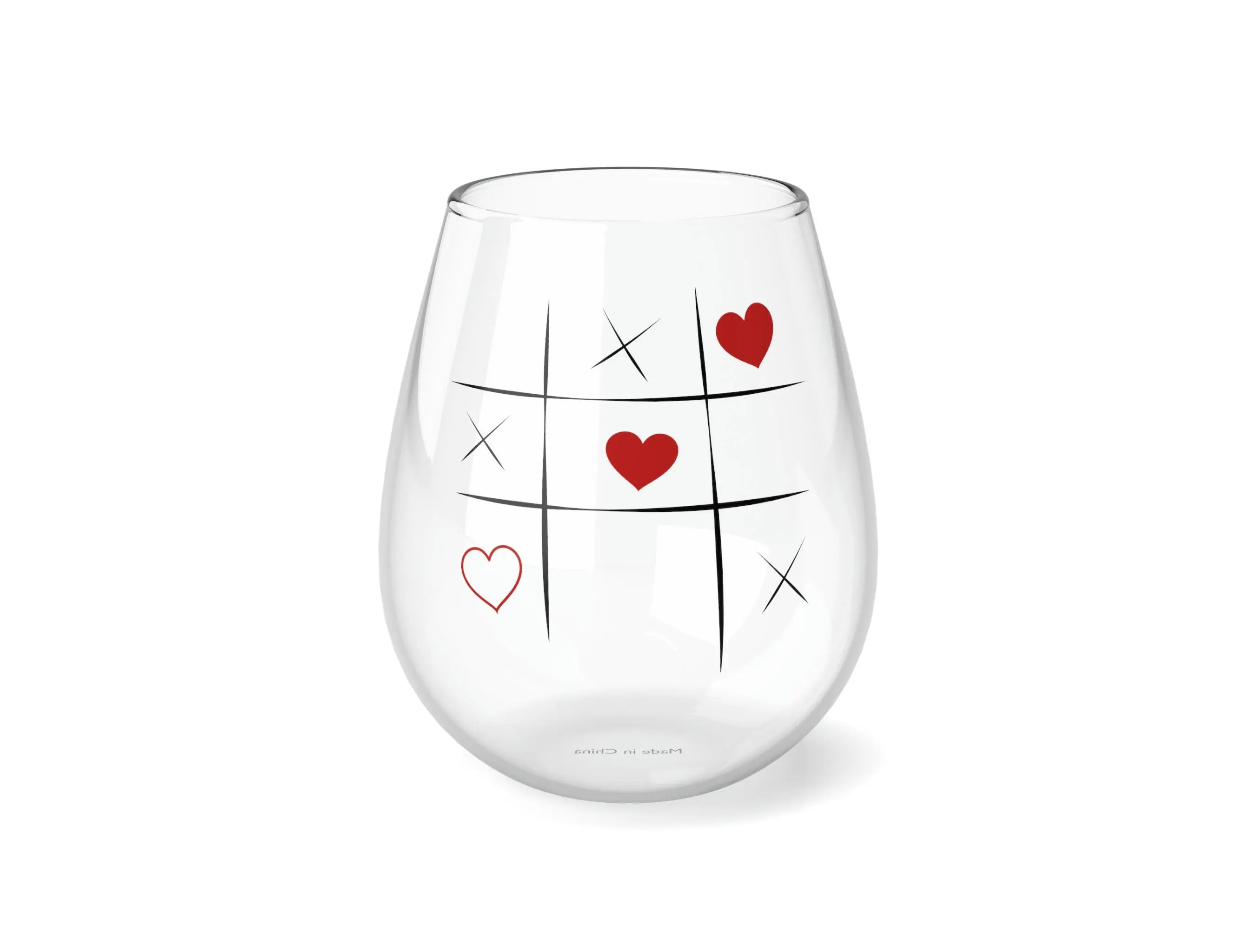 XOXO - Personalized Stemless Wine Glass. Valentine' s Day Special! Romance, Parties, Weddings, Housewarming, Fun. Drinkware Glossy. Mix and Match Set