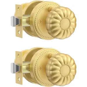 2 Pack  Brushed  Door Knobs, Door Knobs Interior,Heavy Duty Bedroom and Bathroom Door Knob with Lock