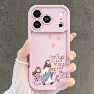 Holding Hands with Jesus Phone Case for iPhone 17 17 Pro Max 17 Air 16 15 14 13 12 11 Soft TPU Shockproof Christian Faith Cute Gift Smartphone Cover Pink Phone Case TYJT260408010