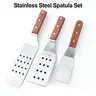 3-Piece Thick Straight Stainless Steel Non-Stick Kitchen Utensil Spatula Set - Wooden Ergonomic Handle, Heat-Resistant, Versatile Edges, Easy Hanging Storage, Simple Cleanup, Pro Chef Recommended for Burgers, Pancakes, Utensils
