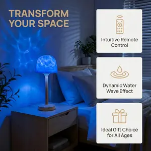 Dynamic Hues High-Leg Water Ripple Atmosphere Table Lamp with 16 Vibrant Colors Remote Control Night Light Romantic Gift for Couples